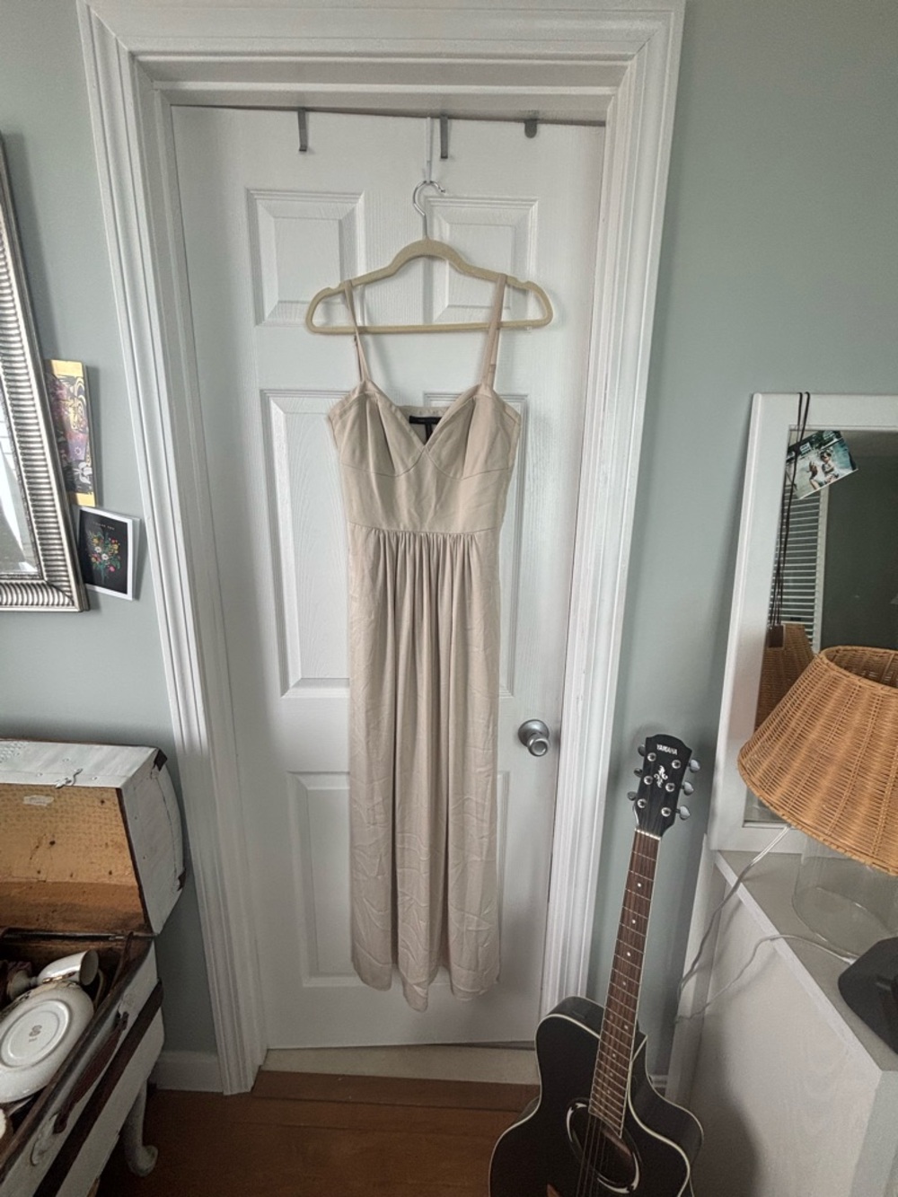 BCBGMaxAzria Cream Spaghetti-Strap Maxi Dress